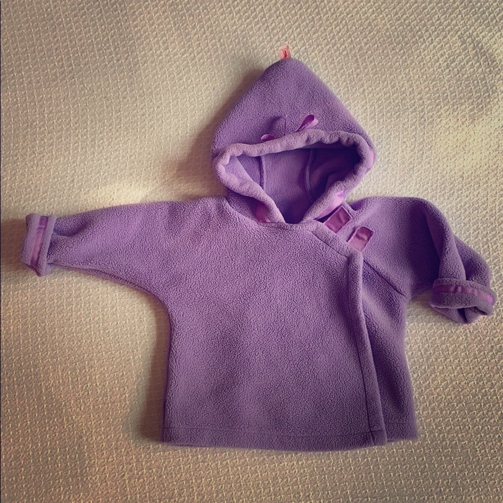 Purple, infant fleece coat. Size 12 Month.